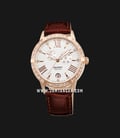 Orient Automatic FET0Y002W Crystal Bezel White dial Leather Strap-0