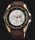 Orient Sport FTT0Y005W Chronograph Men Watch White Dial Brown Leather Strap-0