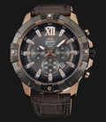 Orient Sport FTW03005A Chronograph Men Watch Gray Dial Brown Leather Strap-0