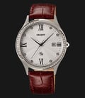 Orient Classic FUNF8006W Ladies Silver Dial Brown Leather Strap-0
