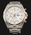 Orient FUY01001W Chronograph Men White Dial Dual Tone Stainless Steel Strap-0