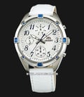 Orient FUY04006W Chronograph Ladies Silver Dial White Leather Strap-0