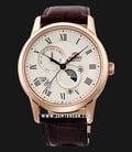 Orient Classic RA-AK0007S Sophisticated Sun & Moon Textured Ivory Dial Brown Leather Strap-0