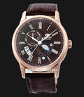 Orient Classic RA-AK0009T Men Automatic Sun & Moon Brown Dial Brown Leather Strap-0