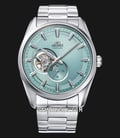 Orient Contemporary RA-AR0009L Semi Skeleton Series Tiffany Blue Dial Stainless Steel Strap-0