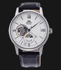 Orient RA-AS0005S Automatic Men Sun & Moon Open Heart White Dial Black Leather Strap-0