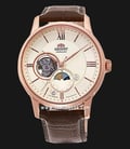 Orient RA-AS0009S Automatic Sun & Moon Open Heart Dial Brown Leather Strap-0