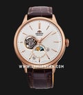 Orient RA-AS0102S Automatic Sun & Moon Open Heart White Dial Brown Learther Strap-0