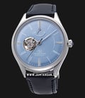 Orient Star RE-AT0203L Open Heart Light Blue Dial Blue Leather Strap-0