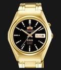 Orient 3 Stars SEM0B01BB Crystal Automatic Men Black Dial Gold Stainless Steel Strap-0