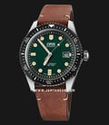 Oris Divers 01-733-7720-4057-07-5-21-45 Sixty-Five Green Dial Brown Leather Strap-0