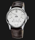 Oris Artelier Jumping Hour 01 917 7702 4051-07 5 21 70FC Silver Dial Brown Leather Strap -0