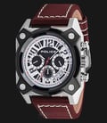 Police Hellcat PL.14691JSTB/02A Chrono Black White Dial Stainless Steel Case Red Leather Strap-0