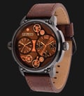 Police Steampunk PL.14693JSU/07 Sand Dial Ion Plating Case Brown Leather Strap-0