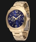 Police Context PL.14717JSG/03M Blue Dial Ion Plated Case Gold Stainless Steel Strap-0