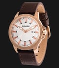 Police Valiance PL.14790JSR/04 Silver Dial Ion Plating Case Brown Leather Strap-0
