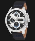 Police Houston PL.14837JS/02 Chronograph Black Dial Stainless Steel Case Dark Blue Leather Strap-0