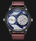 Police Sport Multi-function PL.15268JSB/03 Chronograph Men Blue Dial Brown Leather Watch-0