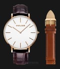 Police Majestic PL.15304JSR/01SET Men White Dial Brown Leather Watch-0