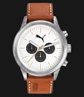 PUMA PU104281002 Men Chronograph White Dial Stainless Steel Case Leather Strap-0