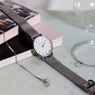 Rosefield Small Edit 26WS-266 Ladies White Pearl Dial Silver Mesh Strap-1