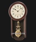 Jam Dinding Seiko QXH063B 42cm Pendulum White Dial Wooden Brown Case-0