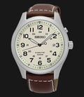 Seiko Kinetic SKA723P1 Silver Case Beige Dial Brown Leather Strap-0