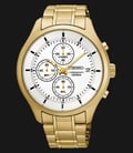 Seiko Chronograph SKS544P1 Discover More Silver Dial Gold Stainless Steel Strap-0