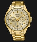Seiko Chronograph SKS592P1 Men Champagne Dial Gold Stainless Steel Strap-0
