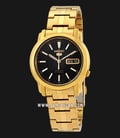 Seiko 5 SNKL88K1 Automatic Black Dial Gold Stainless Steel Strap-0
