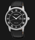 Seiko SRP765J2 Automatic Day and Date Black Dial Black Leather Strap Made In Japan-0