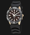 Seiko 5 Automatic SRPA58K1 Red Pattern Dial Rose-Gold Case Rubber Strap-0