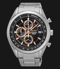 Seiko Chronograph SSB199P1 Black Dial Rose Gold Hands Stainless Steel-0