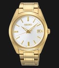 Seiko Classic SUR314P1 Discover More White Dial Gold Stainless Steel Strap-0