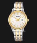 Seiko Classic SUR410P1 Discover More White Dial Dual Tone Stainless Steel Strap-0