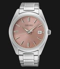 Seiko Classic SUR523P1 Discover More Pink Salmon Dial Stainless Steel Strap-0