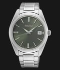 Seiko Classic SUR527P1 Discover More Dress Olive Green Dial Stainless Steel Strap-0