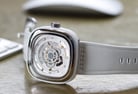 SEVENFRIDAY P-series P1/02 Automatic White Dial White Leather Strap-3