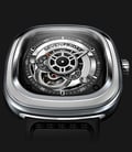SEVENFRIDAY P1-1 Silver - Industrial Essence Dual Tone Dial Black Leather Strap-0