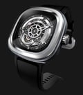 SEVENFRIDAY P1-1 Silver - Industrial Essence Dual Tone Dial Black Leather Strap-1