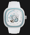 SEVENFRIDAY P-Series P3C/10 Automatic White Blue Dial White Leather Strap-0