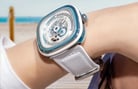 SEVENFRIDAY P-Series P3C/10 Automatic White Blue Dial White Leather Strap-2