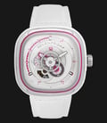 SEVENFRIDAY P-Series P3C/12 Automatic White Pink Dial White Leather Strap-0