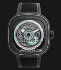 SEVENFRIDAY P-Series PS3/01 Jade Carbon Automatic Semi Skeleton Dial Black Leather Strap-0