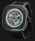 SEVENFRIDAY P-Series PS3/01 Jade Carbon Automatic Semi Skeleton Dial Black Leather Strap-1