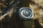 SEVENFRIDAY T-Series T2/01 Automatic Dual Tone Dial Green Canvas Strap-3