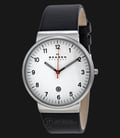 Skagen SKW6024 Klassic White Dial Black Leather Strap Watch-0