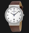 Skagen SKW6082 Ancher White Dial Brown Leather Strap Watch-0