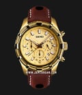 SKMEI 9189GD Men Gold Dial Brown Leather Strap-0