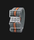 Strap Guy MN-GRY-ORG-EX-18A Grey Nylon Dual Color Stripe Silver Folding Clasp-1